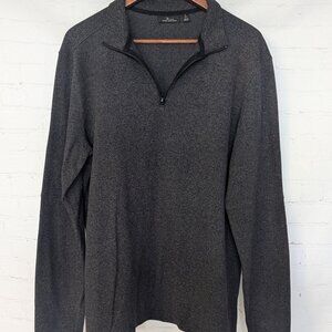 Grey Men's quarter zip luxury pullover.